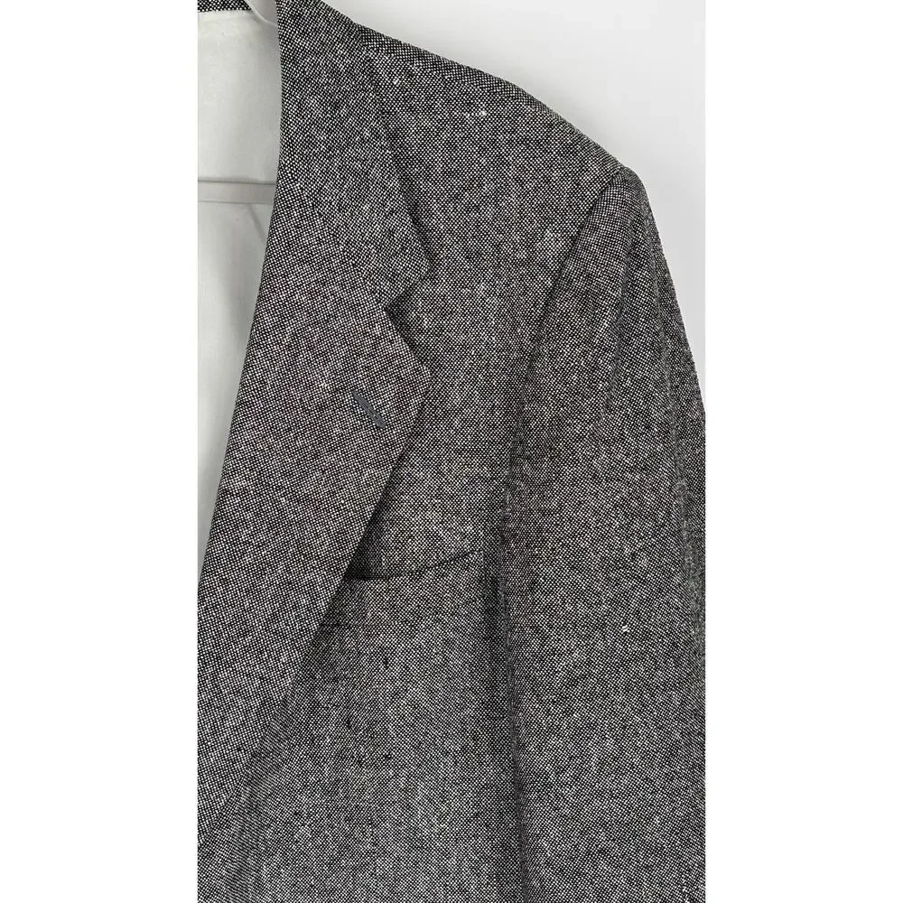 Farah Clothing Tweed Silk Two Button Blazer Jacket Mens Size 44L Black White